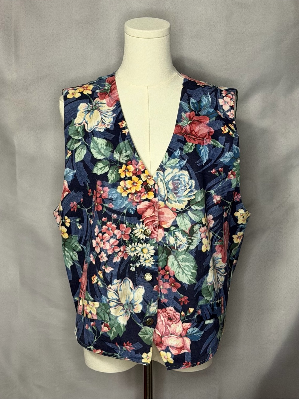 Orvis Floral Cotton Vest 90s Vintage